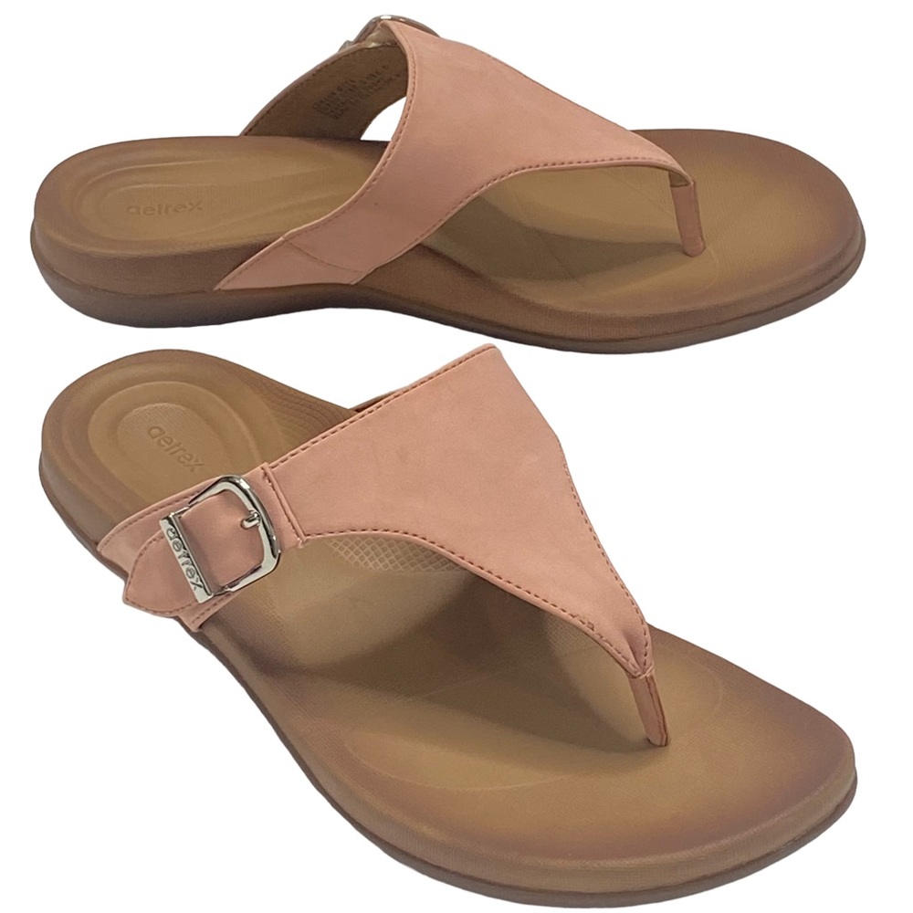 Aetrex Rita Adjustable Pink Thong Sandals; 8.5